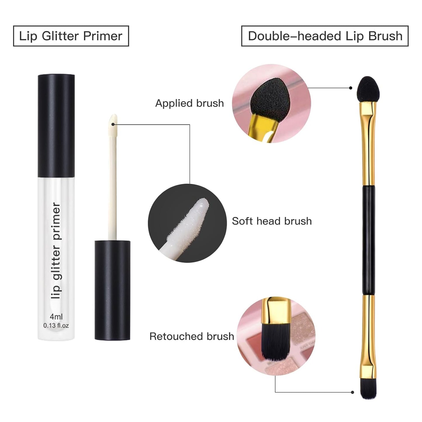 4 Colors Glitter Lip Kit - Shiny Diamond and Metallic Glitter Lipstick Gloss Pigment Powder, Waterproof & Long Lasting Shimmer Lip Makeup Set for Women (Set a Warm Color)