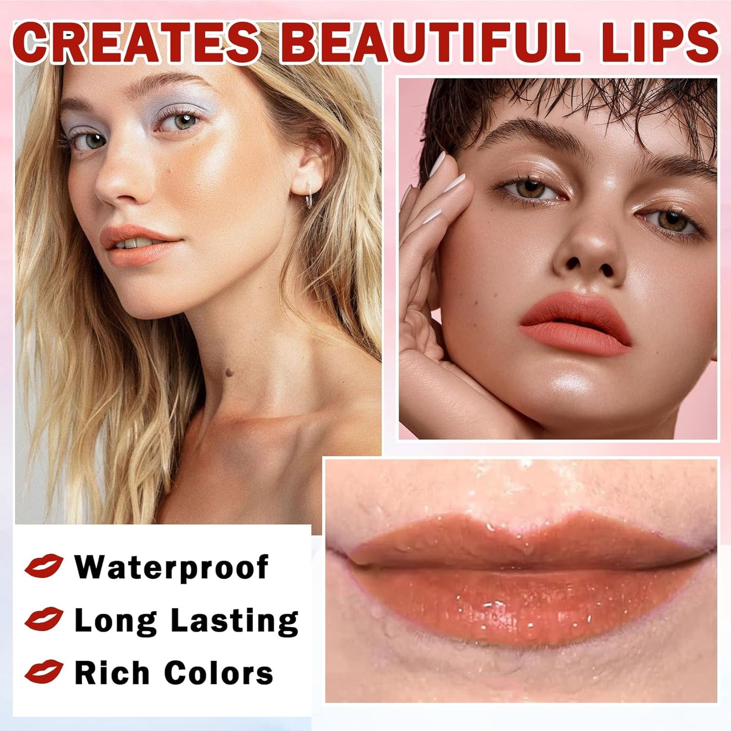 2 Colors Peel off Lip Stain Peel off Lip Tint Stain Matte Lip Tattoo Peel off Long Lasting Waterproof Lip Peel off Stain Non-Stick Cup Peel off Lip Stain (01+02)