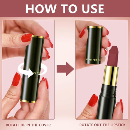 2 Pcs Matte Lipstick,Velvet Matte Lip Sticks,Red Velvet Lipstick,Smudge Proof Long Lasting Lipstick,Waterproof Non-Stick Cup Lip Stain for Women Girls(Retro Red + Rouge)
