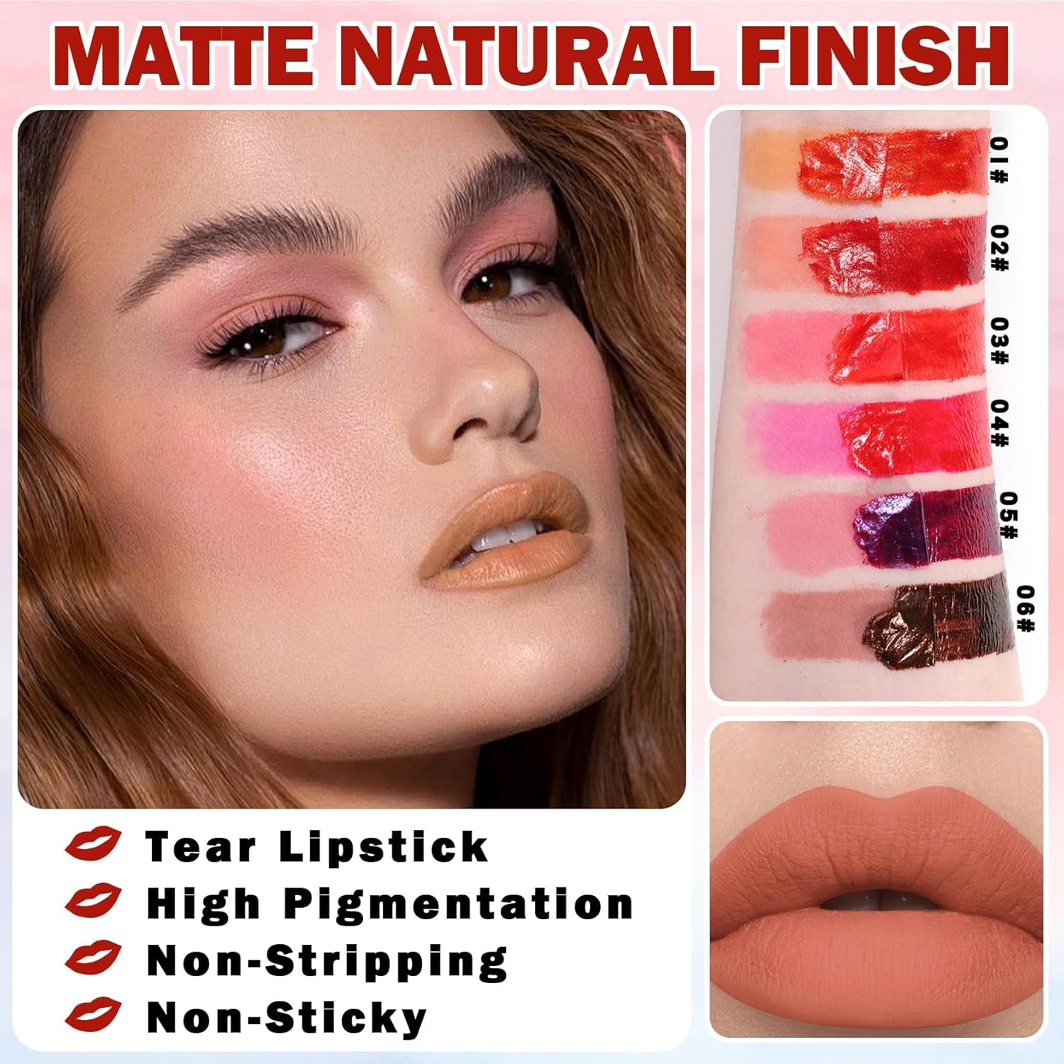 2 Colors Peel off Lip Stain Peel off Lip Tint Stain Matte Lip Tattoo Peel off Long Lasting Waterproof Lip Peel off Stain Non-Stick Cup Peel off Lip Stain (01+02)