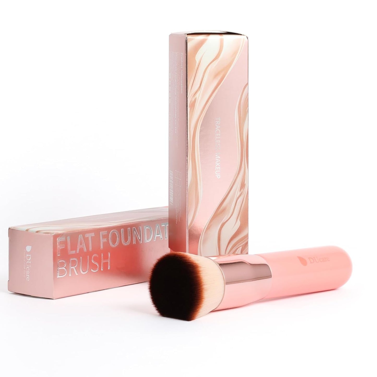 Self Tanner Brush Kabuki Foundation Brush for Liquid Makeup Flat Top Professional Stick Buffing Blending Mineral Powder Large Makeup Face Brush, Pink
