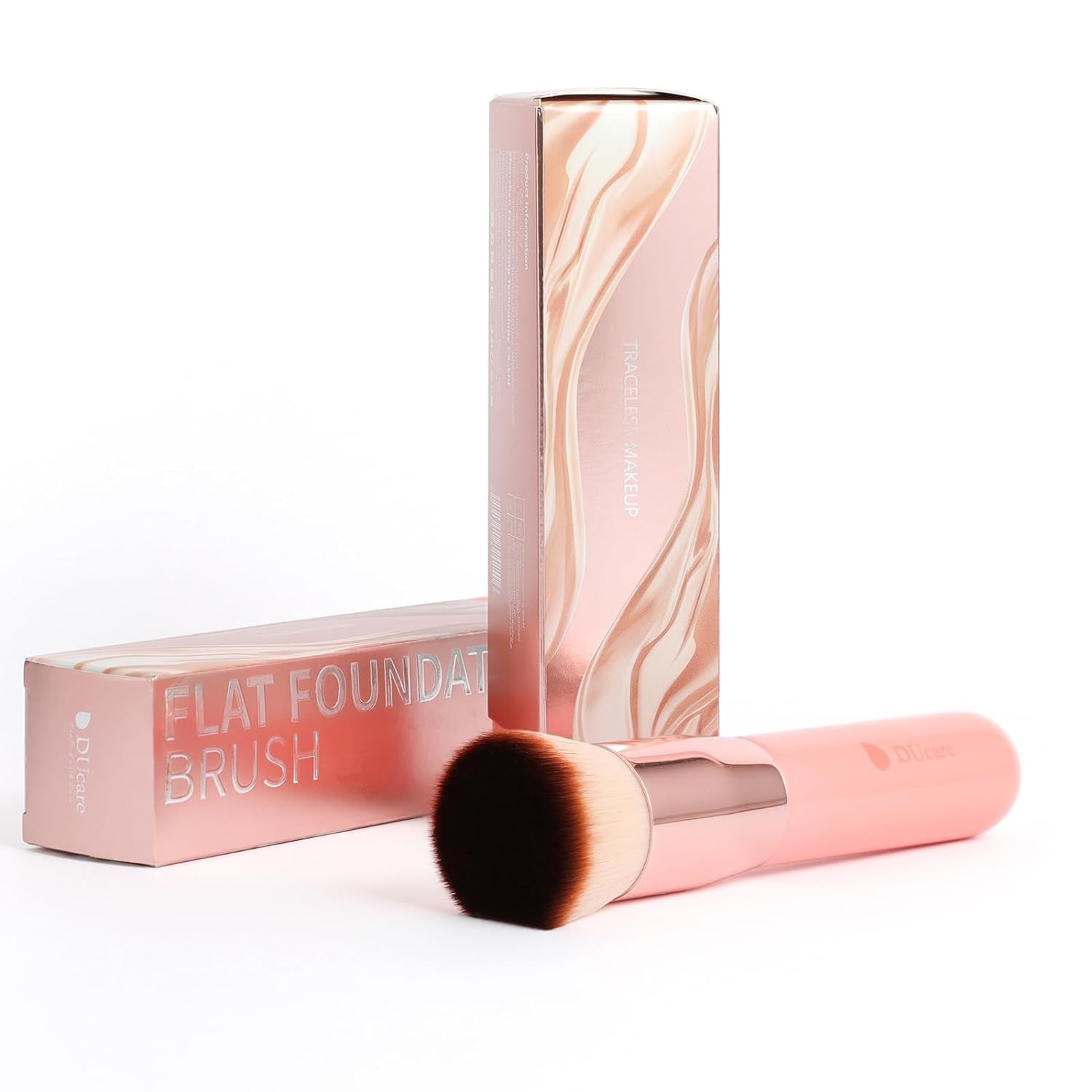 Self Tanner Brush Kabuki Foundation Brush for Liquid Makeup Flat Top Professional Stick Buffing Blending Mineral Powder Large Makeup Face Brush, Pink