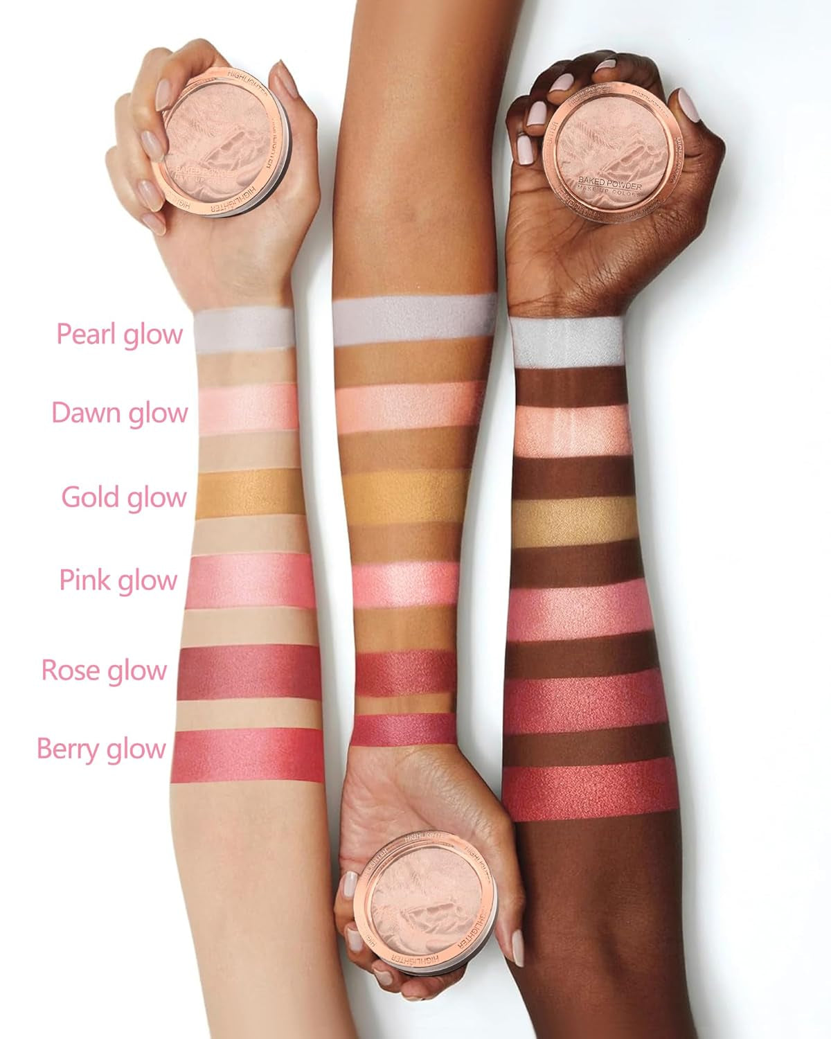 Baked Highlighter Blush Powder Palette-2-In-1 Blush Highlighter Face Makeup, Sheer Shimmer Rose Pink Highlighting Palette for Face Eye Cheeks,Mother'S Day Makeup Gift for Women, 0.38 Oz-Rose Glow