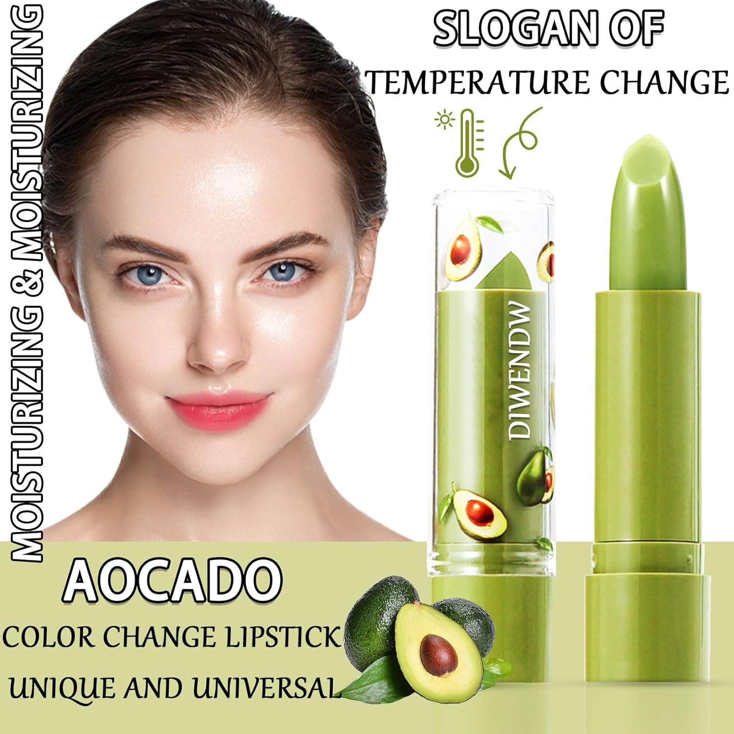 4 Pcs Avocado Color Changing Lipstick for Women,Ph Mood Magic Lipstick Makeup Gift Set,Waterproof Lip Moisturizer Pigmented Long Lasting Tinted Color Change Labiales Lip Gloss Balm Stain