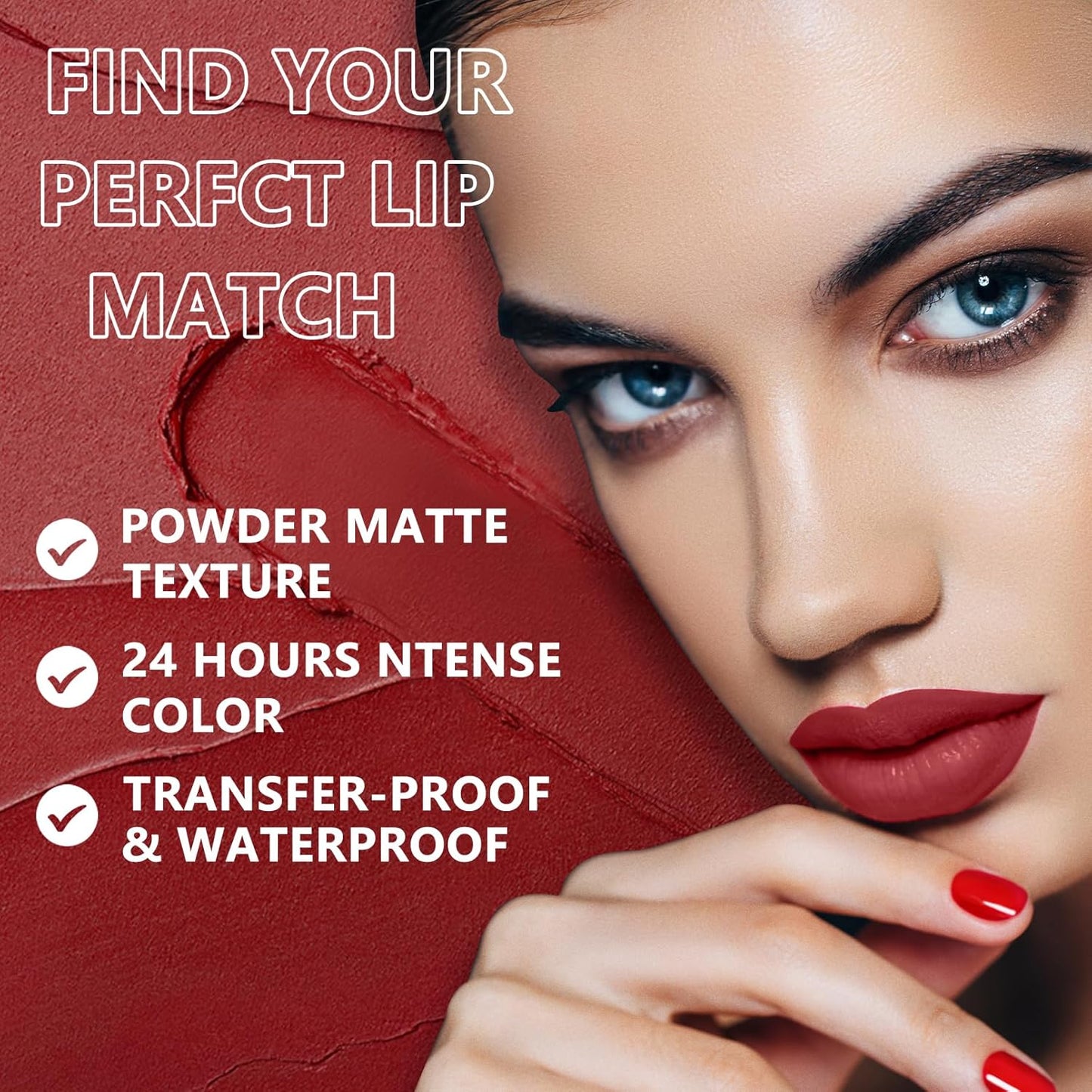 2 Pcs Matte Lipstick,Velvet Matte Lip Sticks,Red Velvet Lipstick,Smudge Proof Long Lasting Lipstick,Waterproof Non-Stick Cup Lip Stain for Women Girls(Retro Red + Rouge)