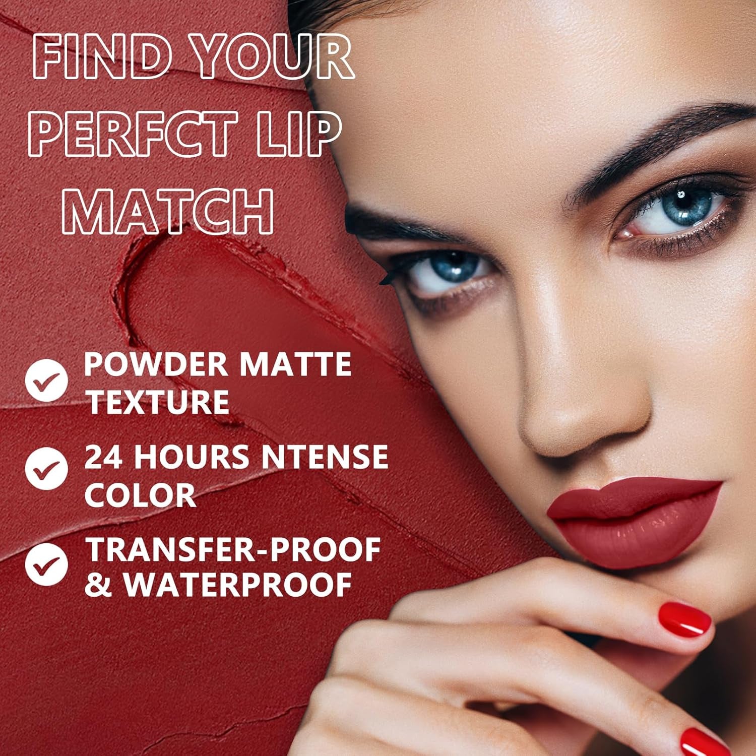 2 Pcs Matte Lipstick,Velvet Matte Lip Sticks,Red Velvet Lipstick,Smudge Proof Long Lasting Lipstick,Waterproof Non-Stick Cup Lip Stain for Women Girls(Retro Red + Rouge)