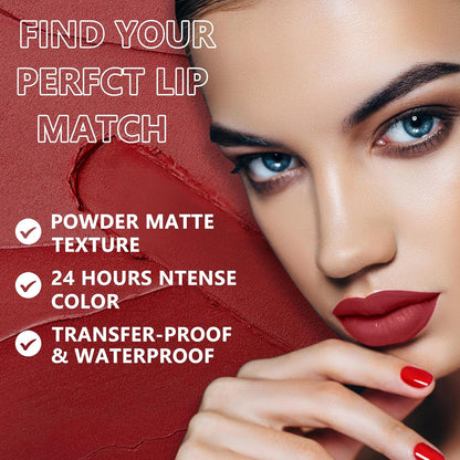 2 Pcs Matte Lipstick,Velvet Matte Lip Sticks,Red Velvet Lipstick,Smudge Proof Long Lasting Lipstick,Waterproof Non-Stick Cup Lip Stain for Women Girls(Retro Red + Rouge)