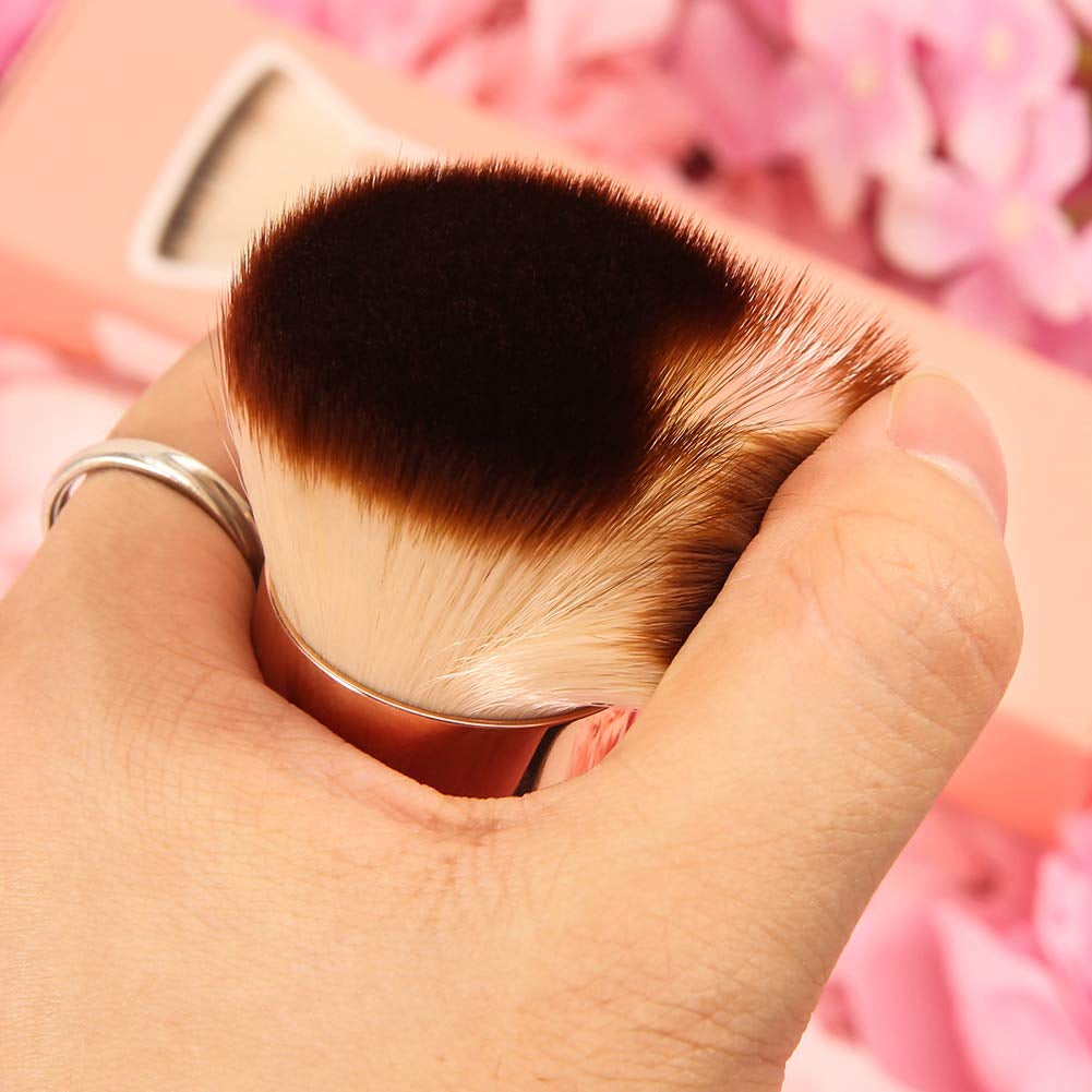 Self Tanner Brush Kabuki Foundation Brush for Liquid Makeup Flat Top Professional Stick Buffing Blending Mineral Powder Large Makeup Face Brush, Pink