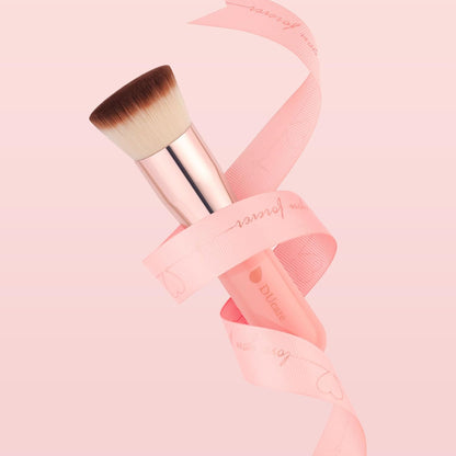 Self Tanner Brush Kabuki Foundation Brush for Liquid Makeup Flat Top Professional Stick Buffing Blending Mineral Powder Large Makeup Face Brush, Pink