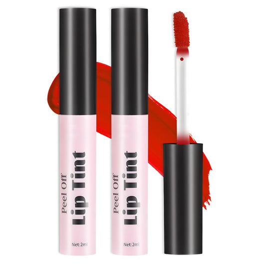 2 Colors Peel off Lip Stain Peel off Lip Tint Stain Matte Lip Tattoo Peel off Long Lasting Waterproof Lip Peel off Stain Non-Stick Cup Peel off Lip Stain (01+02)